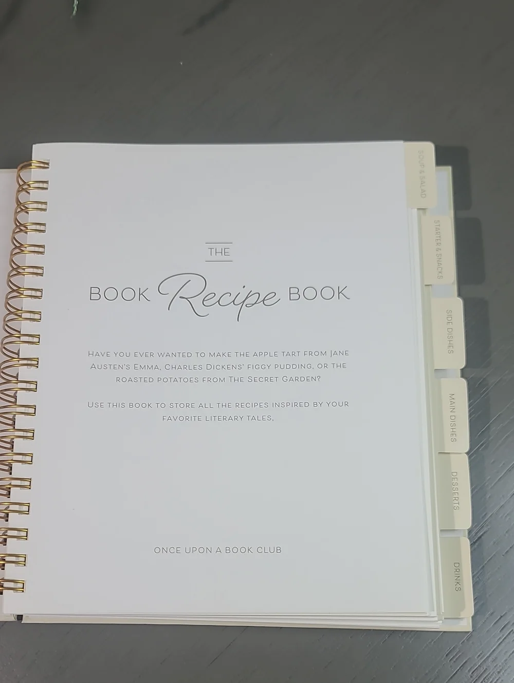 Recipe Book Journal with Gold Spiral -